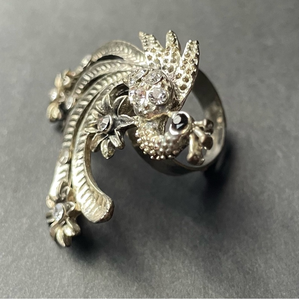 Vintage jeweled peacock statement ring adjustable - Picture 7 of 7